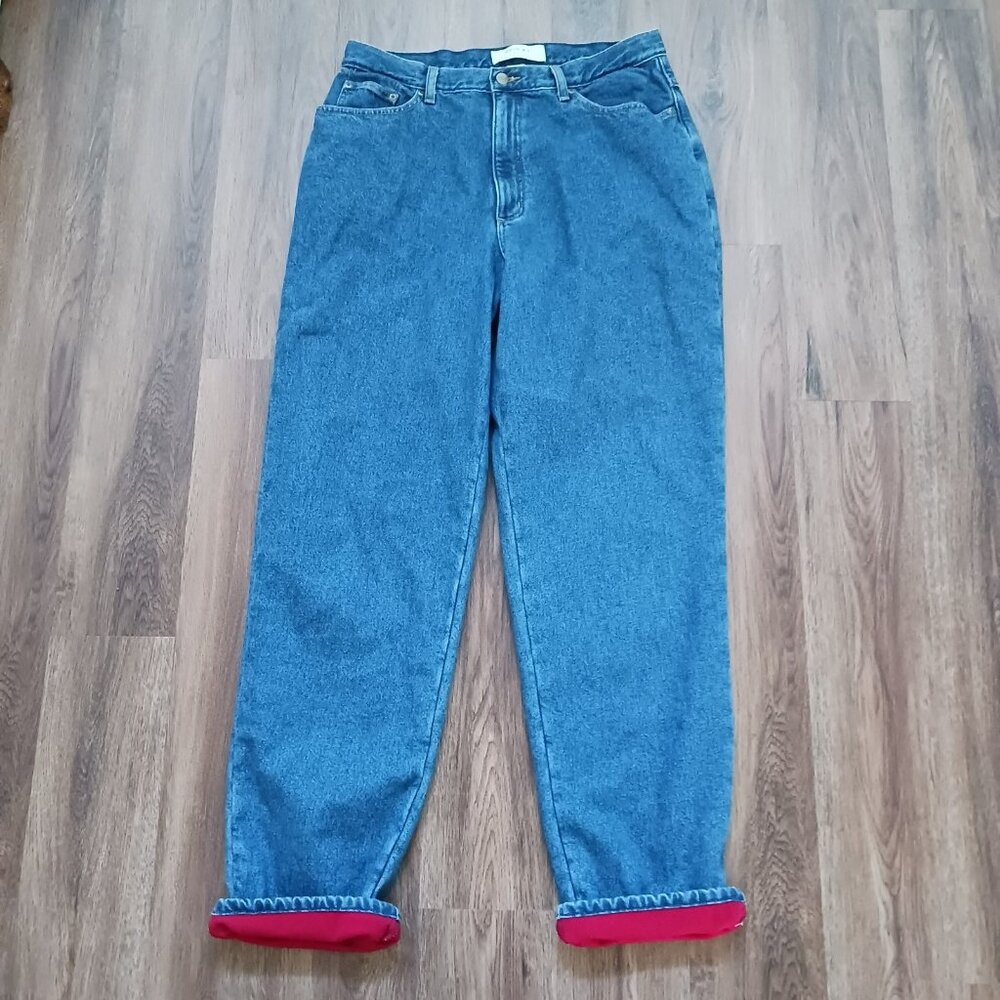 L.L. Bean Blue Flannel Lined Straight Leg Jeans